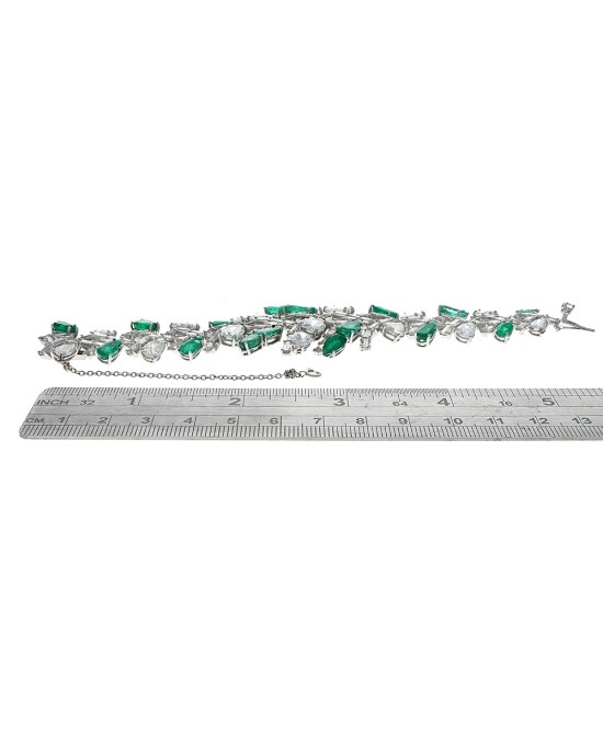 Vintage Cartier Emerald and Diamond Floral Bracelet